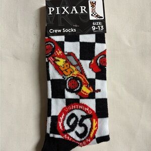 Pixar Lightning McQueen Kids Crew Socks - Black and Red